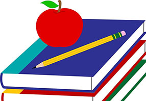 book, apple, pencil